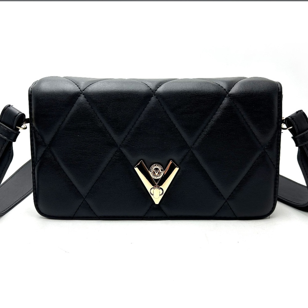 New Valentino Orlandi Black Quilted Crossbody Bag